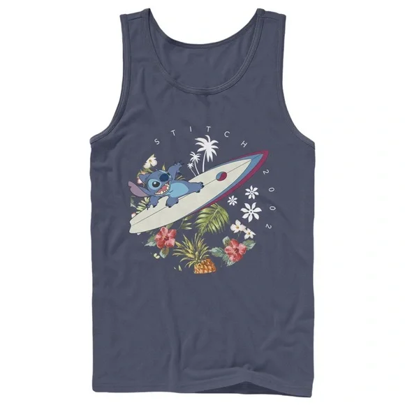 Mens Lilo & Stitch Tropical Waves tank Large - Picture 1 of 4